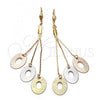 Oro Laminado Long Earring, Gold Filled Style Matte Finish, Tricolor, 5.090.002