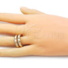 Oro Laminado Multi Stone Ring, Gold Filled Style with White Micro Pave, Polished, Golden Finish, 01.428.0006