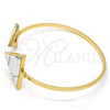 Gold Tone Individual Bangle, with White Mother of Pearl, Polished, Golden Finish, 07.263.0004.2.GT (02 MM Thickness, One size fits all)