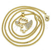 Oro Laminado Pendant Necklace, Gold Filled Style Angel Design, with White Micro Pave, Polished, Golden Finish, 04.156.0191.20