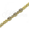 Oro Laminado Fancy Bracelet, Gold Filled Style with White Micro Pave, Polished, Golden Finish, 03.283.0110.07