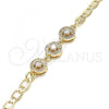 Oro Laminado Fancy Bracelet, Gold Filled Style with White Cubic Zirconia, Polished, Golden Finish, 03.233.0028.08