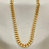Oro Laminado Basic Necklace, Gold Filled Style Miami Cuban Design, Polished, Golden Finish, 04.63.1398.30