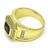 Oro Laminado Mens Ring, Gold Filled Style with Black and White Cubic Zirconia, Polished, Golden Finish, 01.266.0015.1.12 (Size 12)