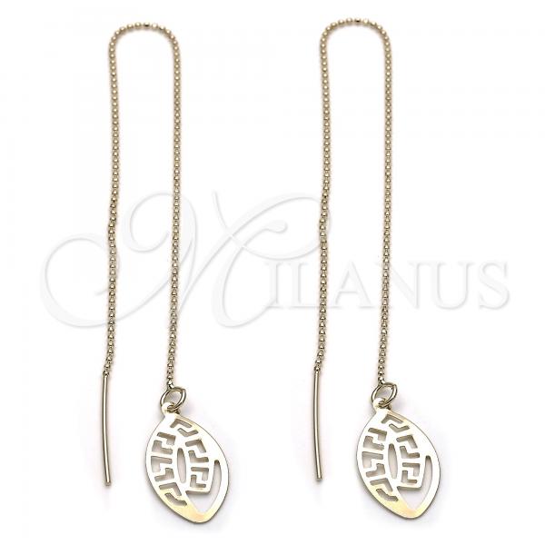 Oro Laminado Threader Earring, Gold Filled Style Greek Key Design, Golden Finish, 5.117.005