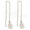 Oro Laminado Threader Earring, Gold Filled Style Greek Key Design, Golden Finish, 5.117.005