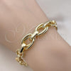 Oro Laminado Fancy Bracelet, Gold Filled Style Rolo and Twist Design, Polished, Golden Finish, 03.331.0285.08