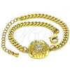 Oro Laminado Fancy Bracelet, Gold Filled Style with White Micro Pave, Polished, Golden Finish, 03.193.0001.07