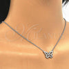 Sterling Silver Pendant Necklace, Butterfly Design, with White Cubic Zirconia, Polished, Rhodium Finish, 04.336.0046.16