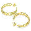 Oro Laminado Stud Earring, Gold Filled Style Puff Mariner Design, Polished, Golden Finish, 02.163.0154.30