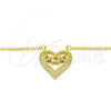 Sterling Silver Pendant Necklace, Heart and Mom Design, with White Cubic Zirconia, Polished, Golden Finish, 04.336.0096.2.16