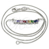 Rhodium Plated Pendant Necklace, with Multicolor Cubic Zirconia, Polished, Rhodium Finish, 04.341.0006.1.20