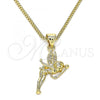 Oro Laminado Pendant Necklace, Gold Filled Style Angel Design, with White Micro Pave, Polished, Golden Finish, 04.156.0448.20