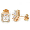 Sterling Silver Stud Earring, with White Cubic Zirconia and White Crystal, Polished, Rose Gold Finish, 02.286.0030.1