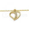 Oro Laminado Pendant Necklace, Gold Filled Style Heart Design, with White Cubic Zirconia, Polished, Golden Finish, 04.99.0038.18