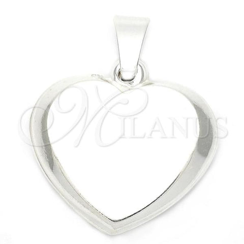 Sterling Silver Fancy Pendant, and Heart Polished, Silver Finish, 05.16.0214