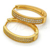 Oro Laminado Huggie Hoop, Gold Filled Style with White Micro Pave, Polished, Golden Finish, 02.217.0045.20