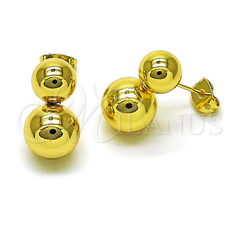 Oro Laminado Stud Earring, Gold Filled Style Chunky and Hollow Design, Polished, Golden Finish, 02.341.0209