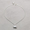 Sterling Silver Fancy Anklet, Ball and Elephant Design, Polished, Silver Finish, 03.409.0087.10