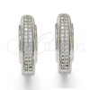 Rhodium Plated Huggie Hoop, with White Micro Pave, Polished, Rhodium Finish, 02.210.0121.1.20