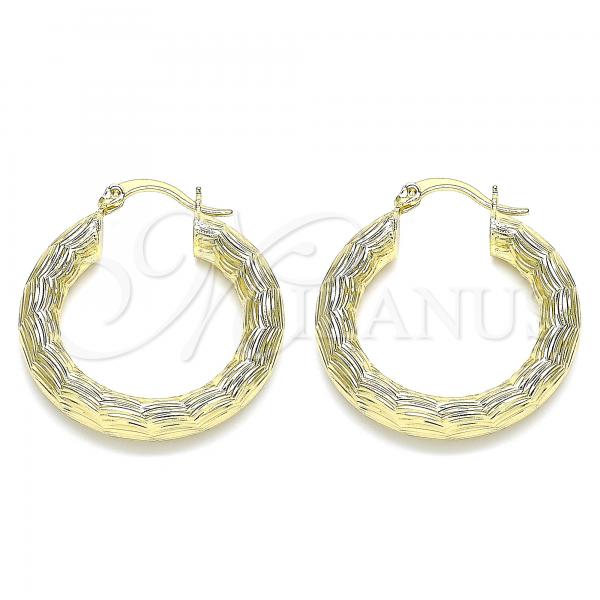 Oro Laminado Medium Hoop, Gold Filled Style Diamond Cutting Finish, Golden Finish, 02.213.0225.30