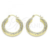 Oro Laminado Medium Hoop, Gold Filled Style Diamond Cutting Finish, Golden Finish, 02.213.0225.30