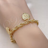 Oro Laminado Charm Bracelet, Gold Filled Style Heart Design, Diamond Cutting Finish, Golden Finish, 03.331.0224.08