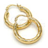 Oro Laminado Small Hoop, Gold Filled Style Hollow Design, Diamond Cutting Finish, Golden Finish, 5.139.044.25