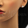 Oro Laminado Stud Earring, Gold Filled Style with White Cubic Zirconia, Polished, Golden Finish, 5.128.019