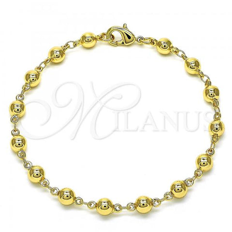 Oro Laminado Fancy Bracelet, Gold Filled Style Ball Design, Polished, Golden Finish, 03.326.0005.08