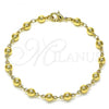 Oro Laminado Fancy Bracelet, Gold Filled Style Ball Design, Polished, Golden Finish, 03.326.0005.08