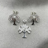 Sterling Silver Earring and Pendant Adult Set, Tree Design, Polished, Silver Finish, 10.398.0024