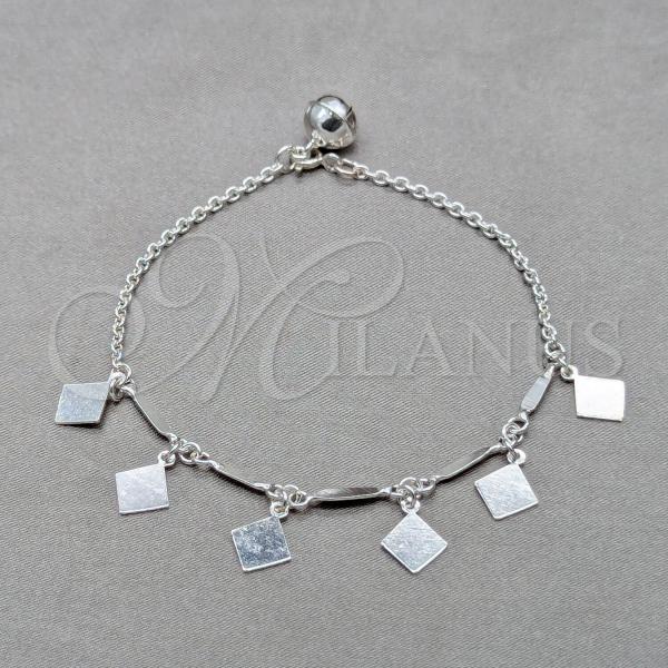 Sterling Silver Fancy Bracelet, Square Franco Design, Polished, Silver Finish, 03.409.0095.08