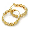 Oro Laminado Medium Hoop, Gold Filled Style with White Crystal, Diamond Cutting Finish, Golden Finish, 02.155.0059.1.30