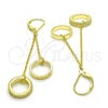 Sterling Silver Long Earring, Love Design, with White Cubic Zirconia, Polished, Golden Finish, 02.186.0166