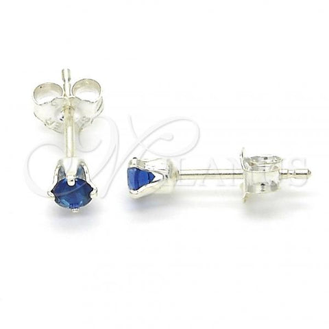Sterling Silver Stud Earring, with Sapphire Blue Cubic Zirconia, Polished,, 02.63.2604.4