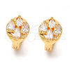Oro Laminado Huggie Hoop, Gold Filled Style Teardrop Design, with White Cubic Zirconia, Polished, Golden Finish, 02.196.0066.15