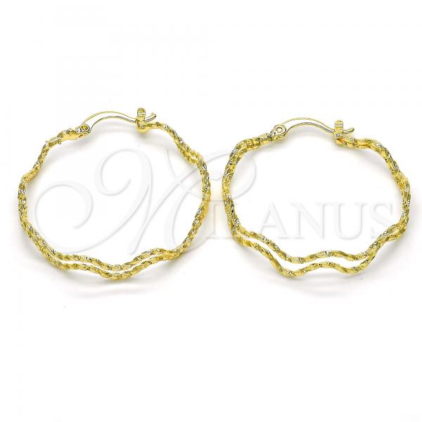 Oro Laminado Medium Hoop, Gold Filled Style Diamond Cutting Finish, Golden Finish, 02.168.0048.35