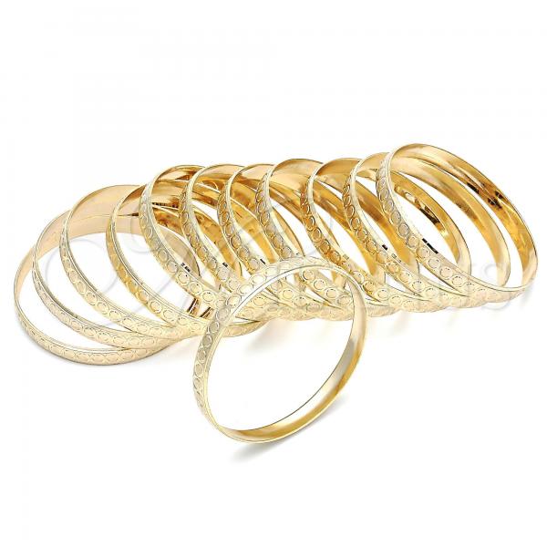 Gold Plated Dozen Bangle, Diamond Cutting Finish, Golden Finish, 03.08.0142.03