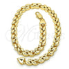 Oro Laminado Fancy Anklet, Gold Filled Style Leaf Design, Polished, Golden Finish, 03.210.0065.10