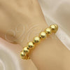 Oro Laminado Fancy Bracelet, Gold Filled Style Ball Design, Polished, Golden Finish, 03.341.0192.08