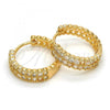 Oro Laminado Huggie Hoop, Gold Filled Style with White Cubic Zirconia, Polished, Golden Finish, 02.267.0065.20