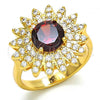 Oro Laminado Multi Stone Ring, Gold Filled Style with Garnet and White Cubic Zirconia, Golden Finish, 01.346.0008.08 (Size 8)