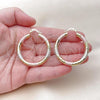 Oro Laminado Medium Hoop, Gold Filled Style Hollow Design, Diamond Cutting Finish, Tricolor, 02.213.0309.1.40