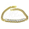 Oro Laminado Fancy Bracelet, Gold Filled Style with White Cubic Zirconia, Polished, Golden Finish, 03.283.0134.07
