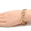 Oro Laminado Fancy Bracelet, Gold Filled Style Moon Design, with White and Amethyst Crystal, Polished, Golden Finish, 03.59.0070.08