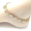 Oro Laminado Charm Anklet , Gold Filled Style Smile and Ball Design, Polished, Tricolor, 03.331.0078.10