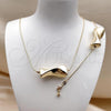 Oro Laminado Necklace and Bracelet, Gold Filled Style Rat Tail Design, Polished, Golden Finish, 06.63.0290