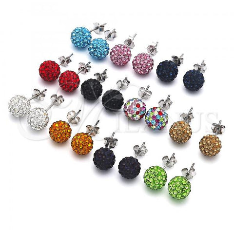 Sterling Silver Stud Earring, with Crystal, Rhodium Finish, 02.332.0042