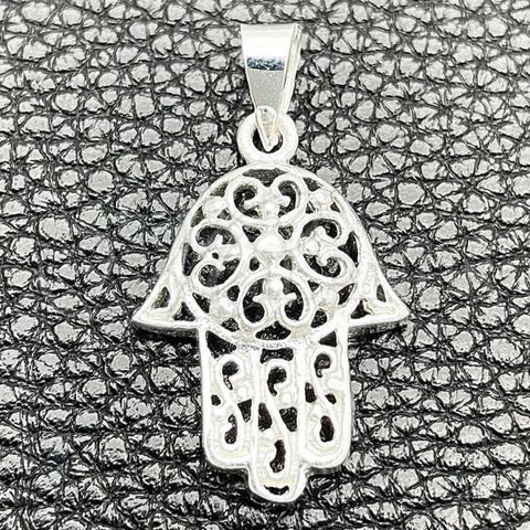Sterling Silver Religious Pendant, Hand of God Design, Polished, Silver Finish, 05.392.0050